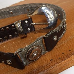 NWOT Chocolate belt silver mesh/rhinestones/studs